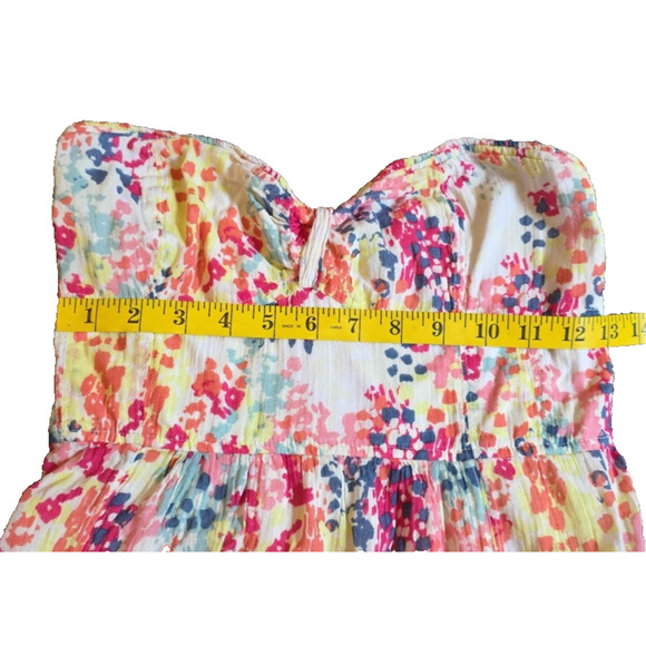 Abercrombie & Fitch Y2K Floral Strapless Babydoll Cotton Dress VTG Rare Med - Picture 4 of 8